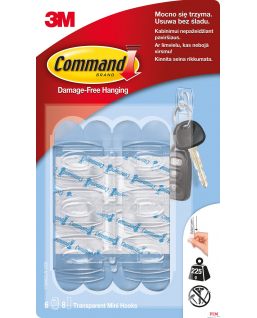 Przezroczyste Haczyki 3M COMMAND małe 17006CLR op. 6szt.