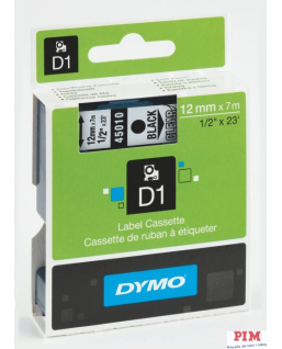 Taśma DYMO D1 12mm czarny /przeźroczysta 450x10 S0720500