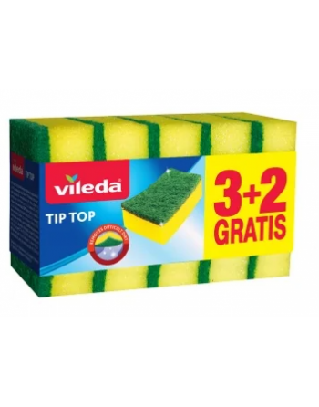 Gąbka do zmywania VILEDA Tip Top 9,5x7cm (3+2 szt) żółta