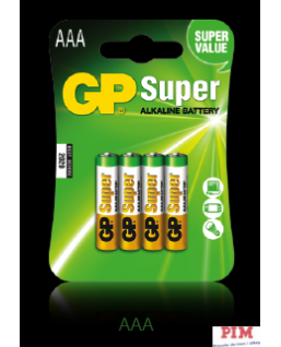 Bateria alkaliczna GP Super AAA / LR03 (4szt) 1.5V GPPCA24AS013