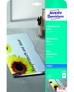 Folie samoprzylepne A4 0.17mm przezroczyste INK 10 ark. ZF2500 AVERY ZF