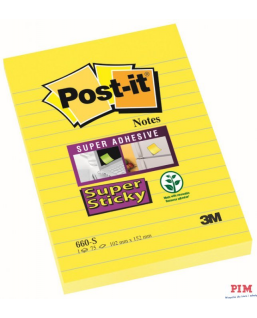 Bloczki 3M POST-IT 660-S 102x152mm żółty 90k linia Super Sticky 510093832