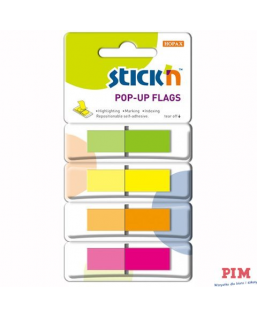 Zakładki indeksujące w podajniku 45x12mm 160/4 kolory STICK"N 26017