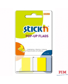Zakładki indeksujące 45x25mm 50szt żółte podajnik STICK"N 26022