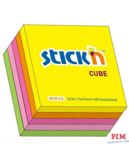 Bloczek STICK"N 76x76mm 400k mix 5 kolorów neonowych 21012
