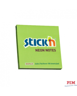 Bloczek STICK"N 76x76mm zielony neonowy 100k 21167 STICK"N