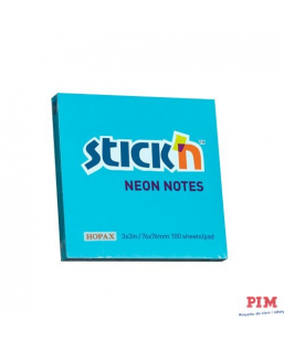 Bloczek STICKN 76x76mm niebieski neonowy 100k 21209 STICKN