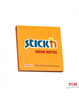 Bloczek STICK"N 76x76mm pomarańczowy neonowy 100k 21164 STICK"N