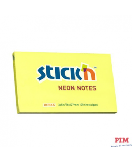 Bloczek STICK"N 127x76mm żółty neonowy 100k 21135 STICK"N