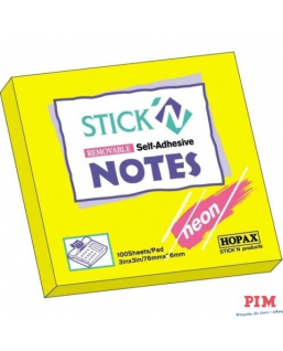 Bloczek STICK"N 127x76mm zielony neon 100k 21171 STICK"N