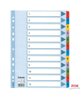 Przekładki kartonowe MYLAR A4 1-12 100162 białe ESSELTE