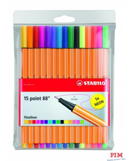 Cienkopis STABILO point 88 komplet 15szt. w tym 5 neonowych 8815-1