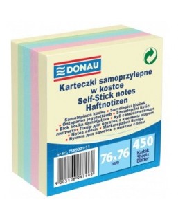 Kostka samoprzylepna DONAU, 76x76mm, 1x450 kart., mix kolorów