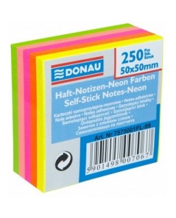 Mini Kostka samoprzylepna DONAU, 50x50mm, 1x250 kart., neonowa