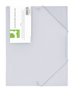 Teczka z gumk¥ Q-CONNECT, PP, A4, 400mikr., 3-skrz., transparentna biaa