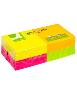 Bloczek samoprzylepny Q-CONNECT Rainbow, 76x76mm, 4x3x80 kart., neon, mix...