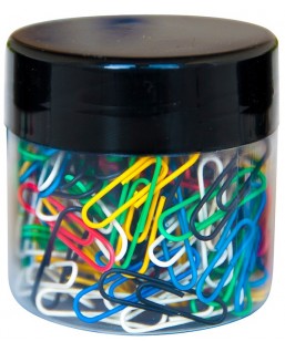 Spinacze okr¥ge Q-CONNECT, 28mm, 150szt., w plastkowym soiku, mix kolor¢w