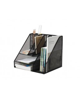 Organizer z przybornikiem Q-CONNECT Office Set, metalowy, A4, czarny