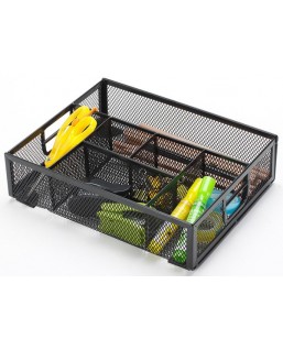 Organizer na biurko Q-CONNECT Office Set, metalowy, boczny, 6 kom¢r, czarny